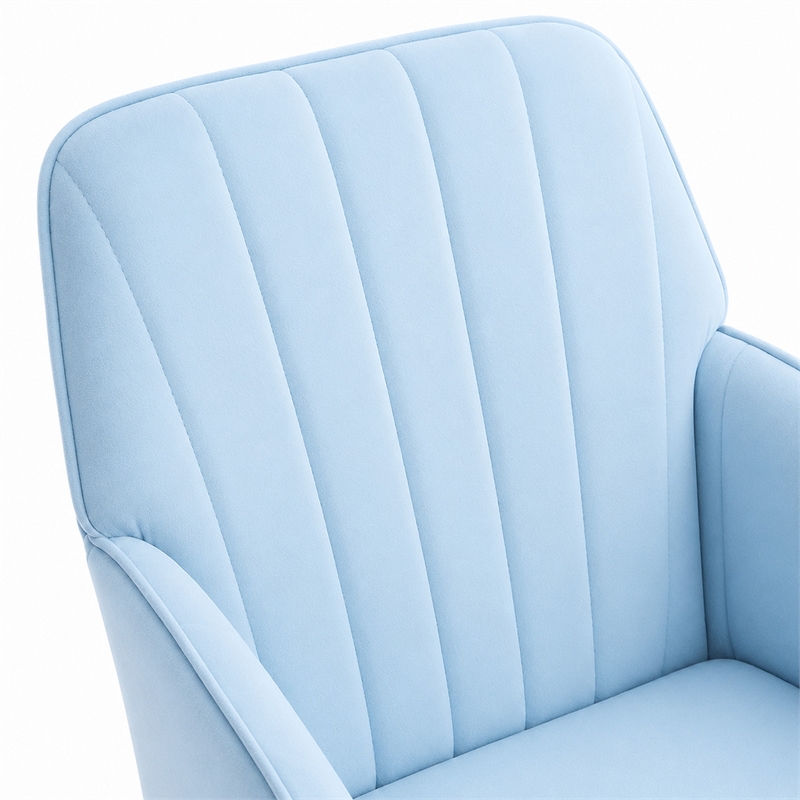 Kena Swivel Office Chair- Baby Blue Tufted Velvet- Adjustable Height