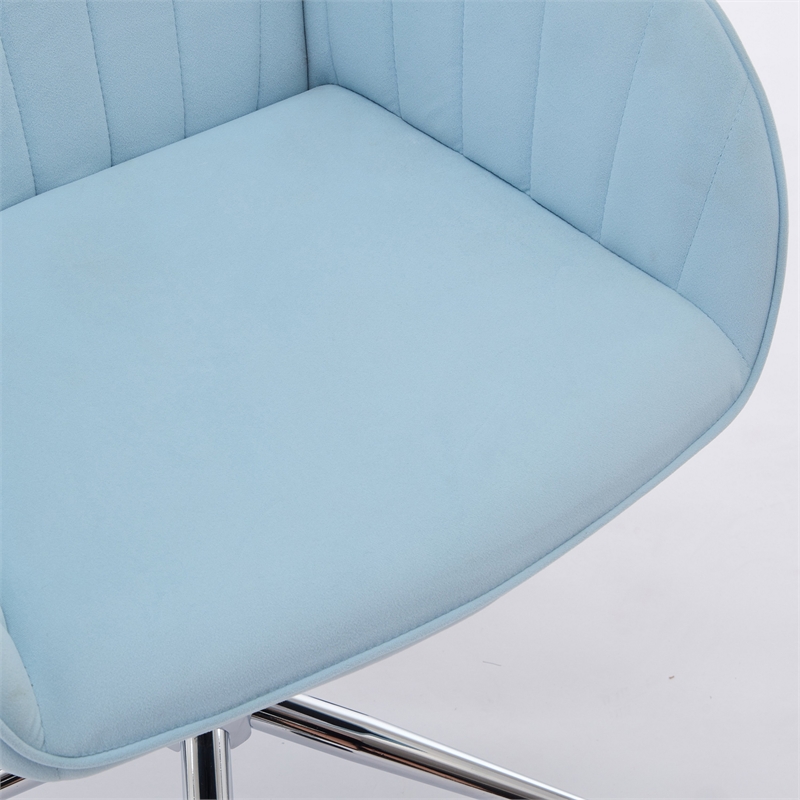 Kena Swivel Office Chair- Baby Blue Tufted Velvet- Adjustable Height
