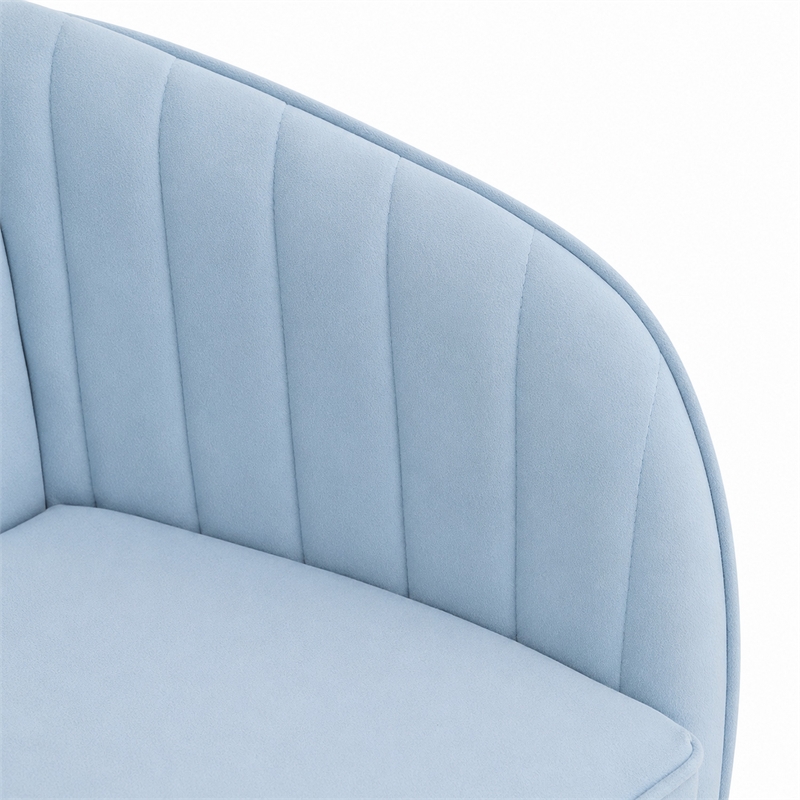 Kena Swivel Office Chair- Baby Blue Tufted Velvet- Adjustable Height