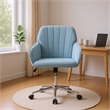 Kena Swivel Office Chair- Baby Blue Tufted Velvet- Adjustable Height