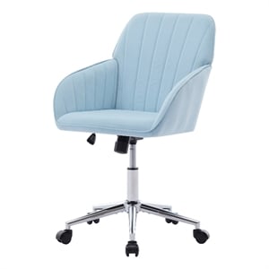 Kena Swivel Office Chair- Baby Blue Tufted Velvet- Adjustable Height