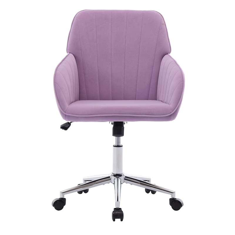 Kena Swivel Office Chair- Lilac Purple Tufted Velvet- Adjustable Height