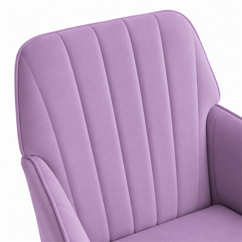 Kena Swivel Office Chair- Lilac Purple Tufted Velvet- Adjustable Height