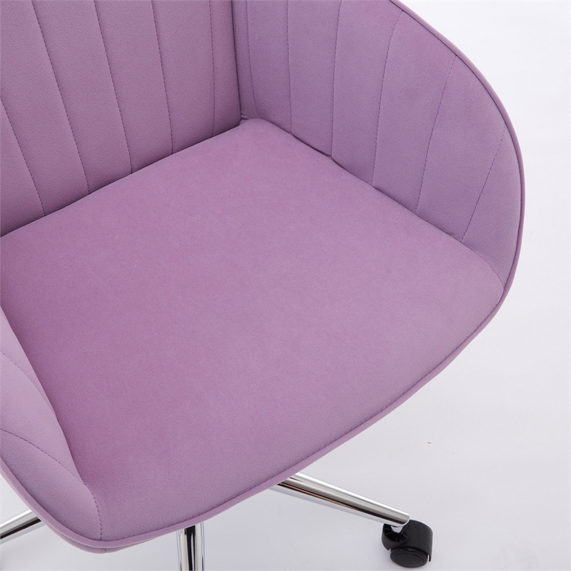 Kena Swivel Office Chair- Lilac Purple Tufted Velvet- Adjustable Height