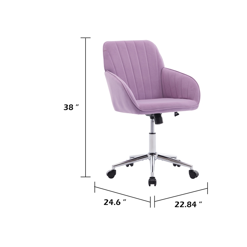 Kena Swivel Office Chair- Lilac Purple Tufted Velvet- Adjustable Height