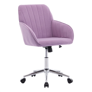 Kena Swivel Office Chair- Lilac Purple Tufted Velvet- Adjustable Height