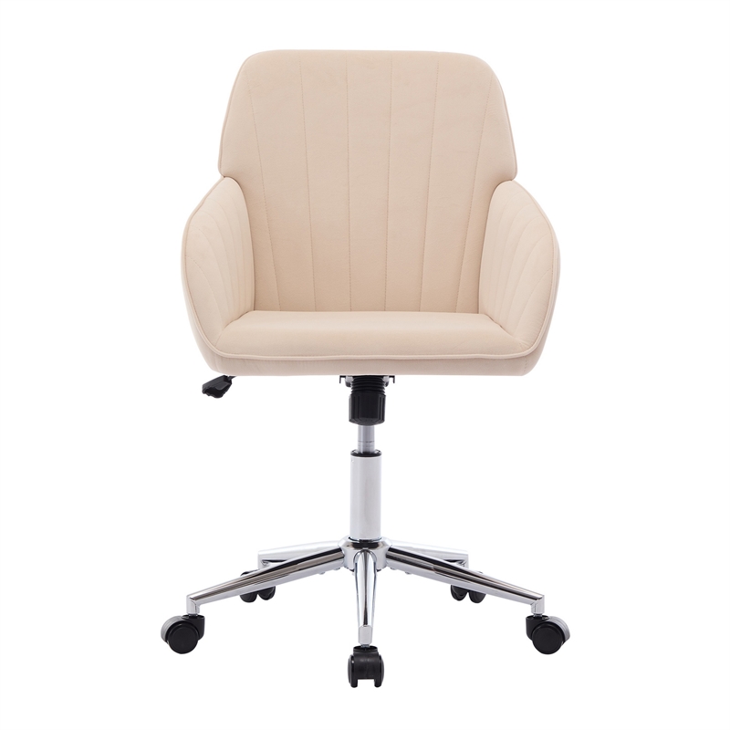 Kena Swivel Office Chair- Khaki Tufted Velvet- Adjustable Height