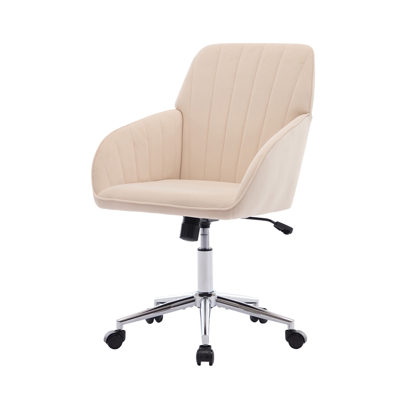 Kena Swivel Office Chair- Khaki Tufted Velvet- Adjustable Height