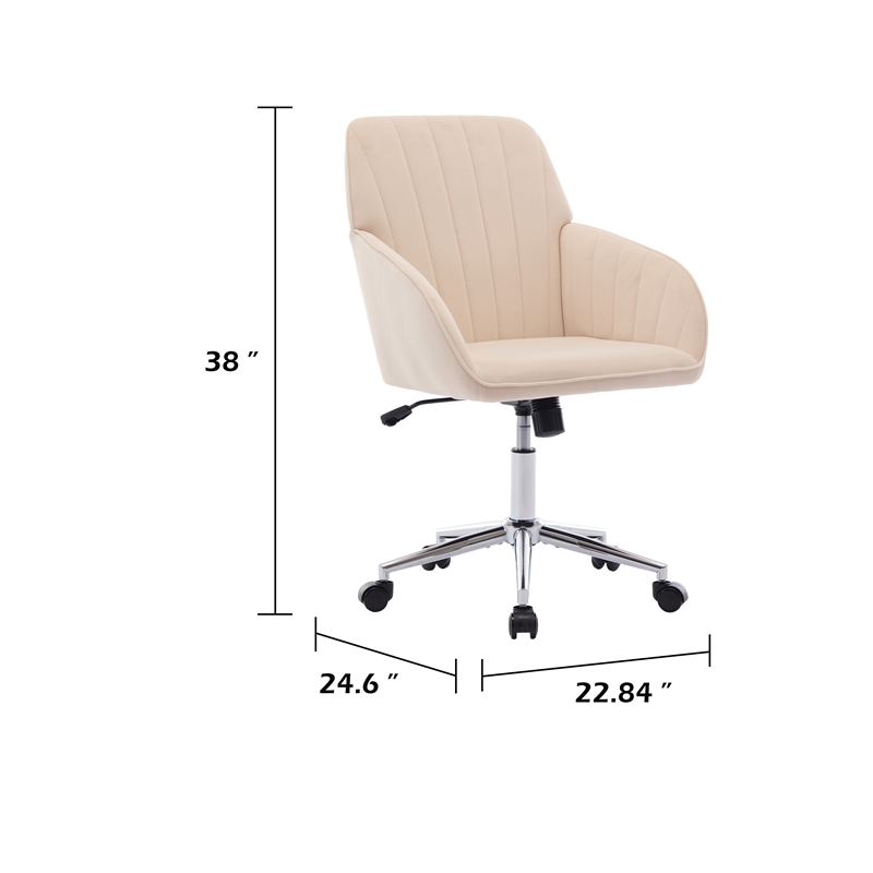 Kena Swivel Office Chair- Khaki Tufted Velvet- Adjustable Height