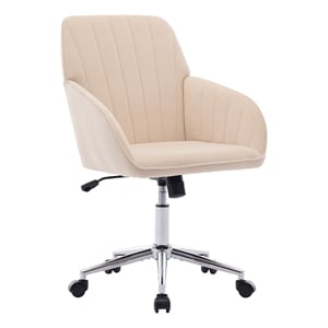 Kena Swivel Office Chair- Khaki Tufted Velvet- Adjustable Height