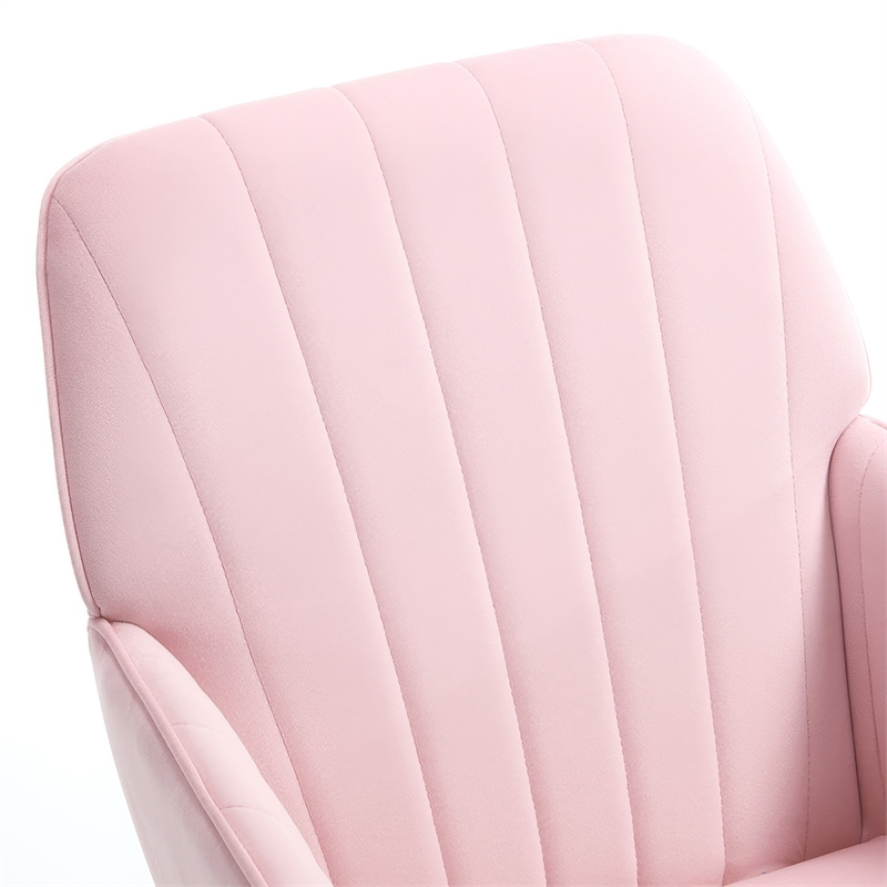 Kena Swivel Office Chair- Baby Pink Tufted Velvet- Adjustable Height