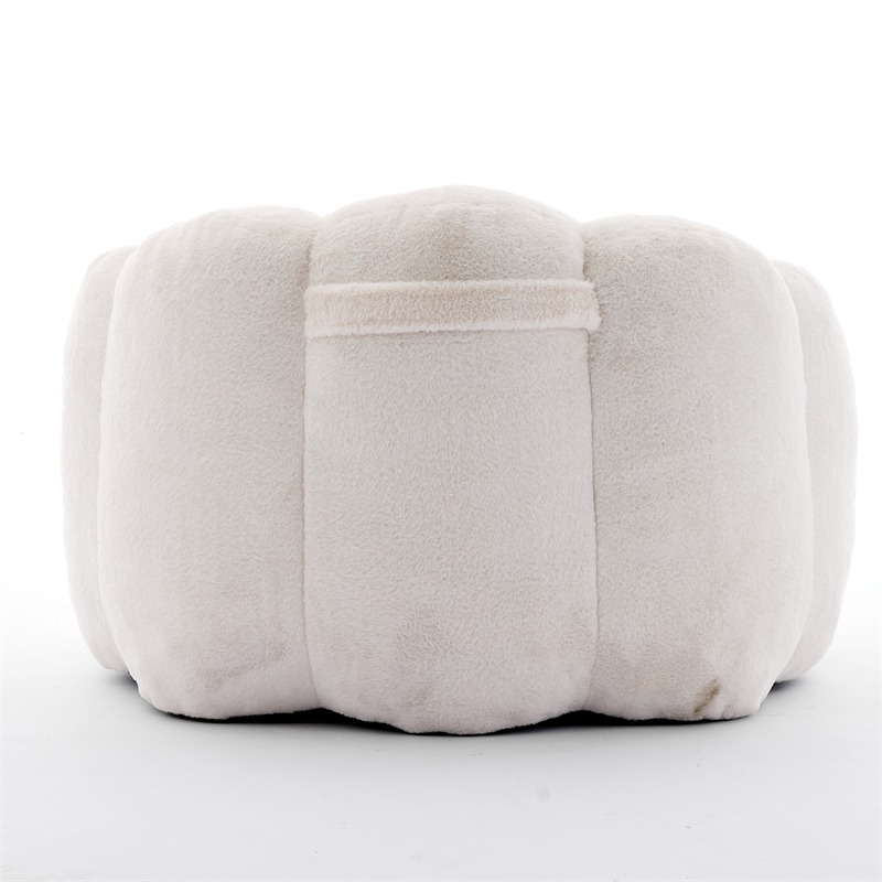 Lery Lotus Accent Sofa Chair- Compressed Bean Bag- White Faux Fur