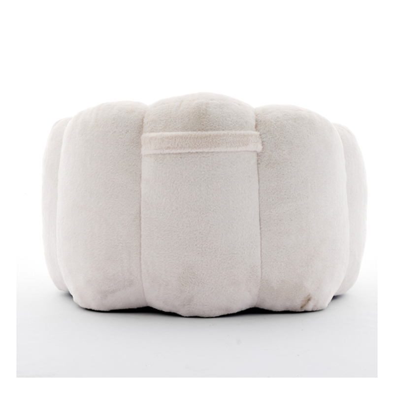 Lery Lotus Accent Sofa Chair- Compressed Bean Bag- White Faux Fur