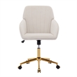 Kena Swivel Office Chair- Adjustable Height- Beige Tufted Velvet- Gold