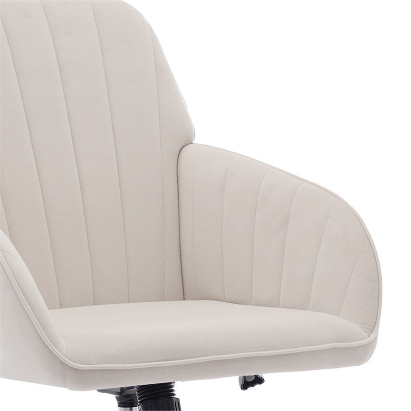 Kena Swivel Office Chair- Adjustable Height- Beige Tufted Velvet- Gold