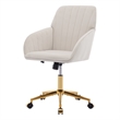 Kena Swivel Office Chair- Adjustable Height- Beige Tufted Velvet- Gold