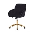Kena Swivel Office Chair- Adjustable Height- Black Tufted Velvet- Gold