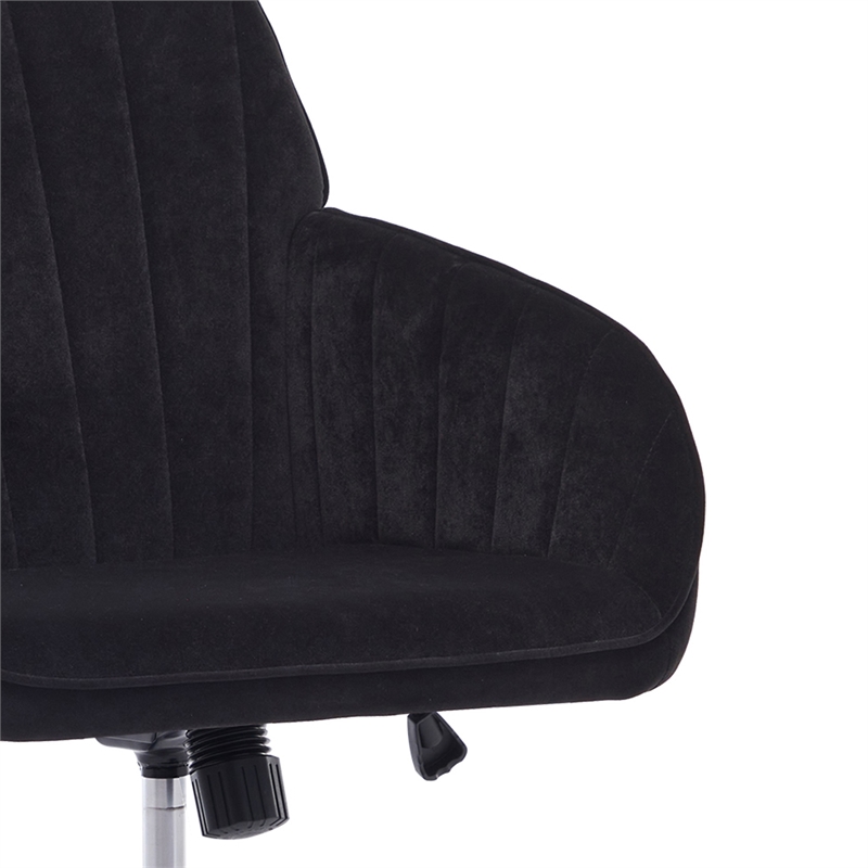 Kena Swivel Office Chair- Adjustable Height- Black Tufted Velvet- Gold