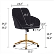 Kena Swivel Office Chair- Adjustable Height- Black Tufted Velvet- Gold