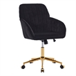 Kena Swivel Office Chair- Adjustable Height- Black Tufted Velvet- Gold