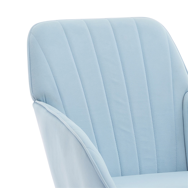Kena Swivel Office Chair- Adjustable Height- Blue Tufted Velvet- Gold