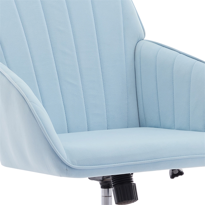Kena Swivel Office Chair- Adjustable Height- Blue Tufted Velvet- Gold