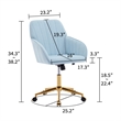 Kena Swivel Office Chair- Adjustable Height- Blue Tufted Velvet- Gold