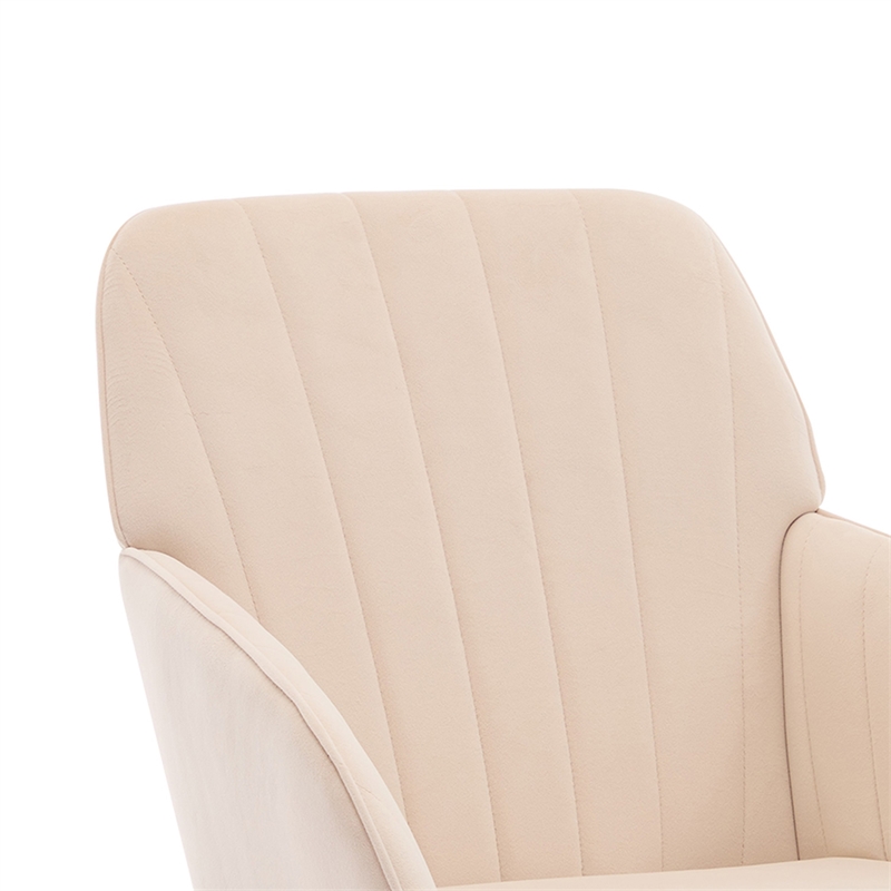 Kena Swivel Office Chair- Adjustable Height- Khaki Tufted Velvet- Gold