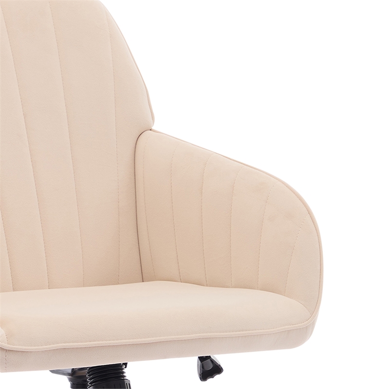 Kena Swivel Office Chair- Adjustable Height- Khaki Tufted Velvet- Gold