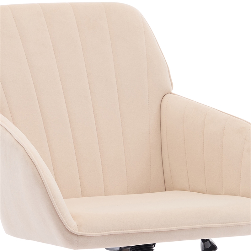 Kena Swivel Office Chair- Adjustable Height- Khaki Tufted Velvet- Gold