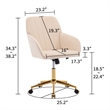 Kena Swivel Office Chair- Adjustable Height- Khaki Tufted Velvet- Gold
