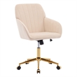 Kena Swivel Office Chair- Adjustable Height- Khaki Tufted Velvet- Gold