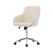 Kena Swivel Office Chair- Beige Tufted Velvet- Adjustable Height- Silver