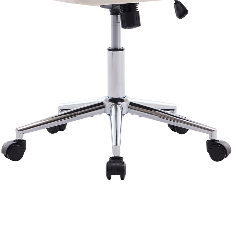 Kena Swivel Office Chair- Beige Tufted Velvet- Adjustable Height- Silver