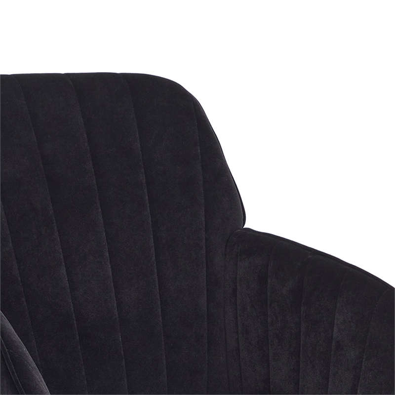 Kena Swivel Office Chair- Black Tufted Velvet- Adjustable Height- Silver