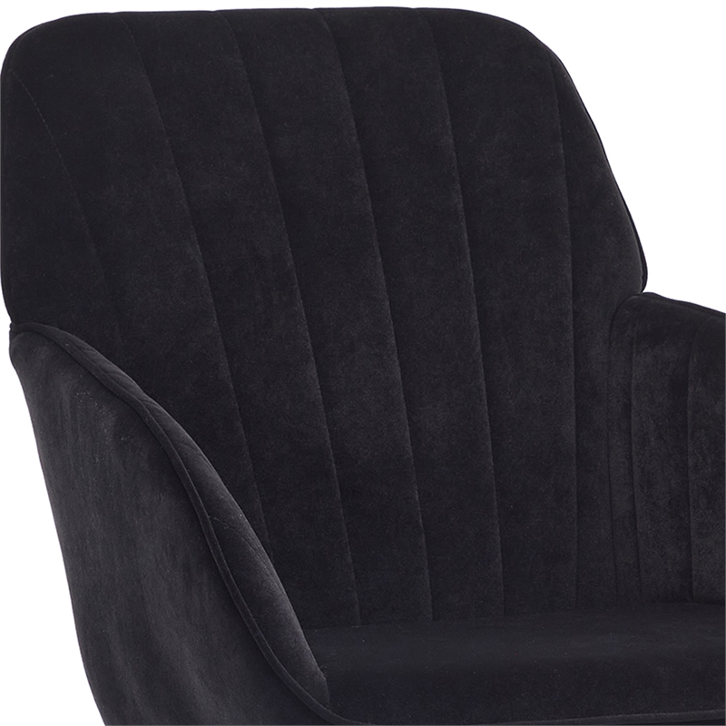Kena Swivel Office Chair- Black Tufted Velvet- Adjustable Height- Silver