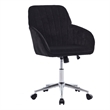 Kena Swivel Office Chair- Black Tufted Velvet- Adjustable Height- Silver
