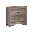 Aaz Nightstand- 2 Drawers- Silver Handles- Weathered Gray