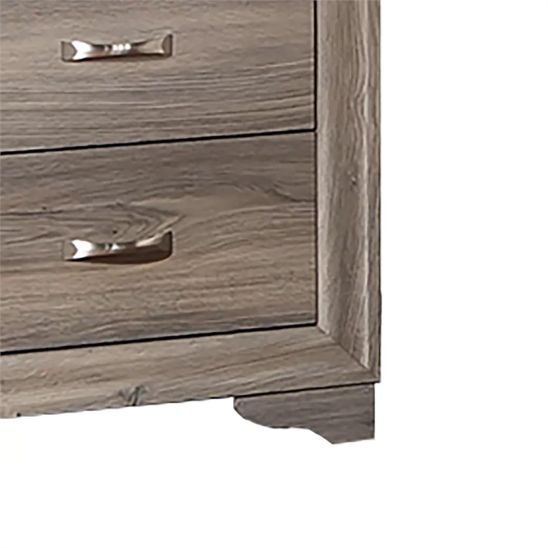 Aaz Nightstand- 2 Drawers- Silver Handles- Weathered Gray