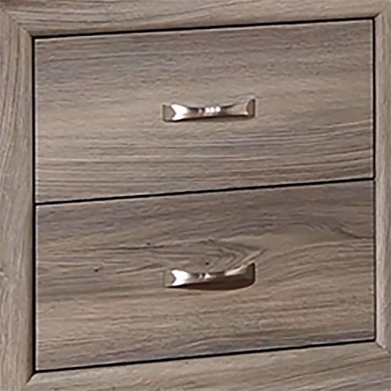Aaz Nightstand- 2 Drawers- Silver Handles- Weathered Gray