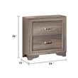 Aaz Nightstand- 2 Drawers- Silver Handles- Weathered Gray