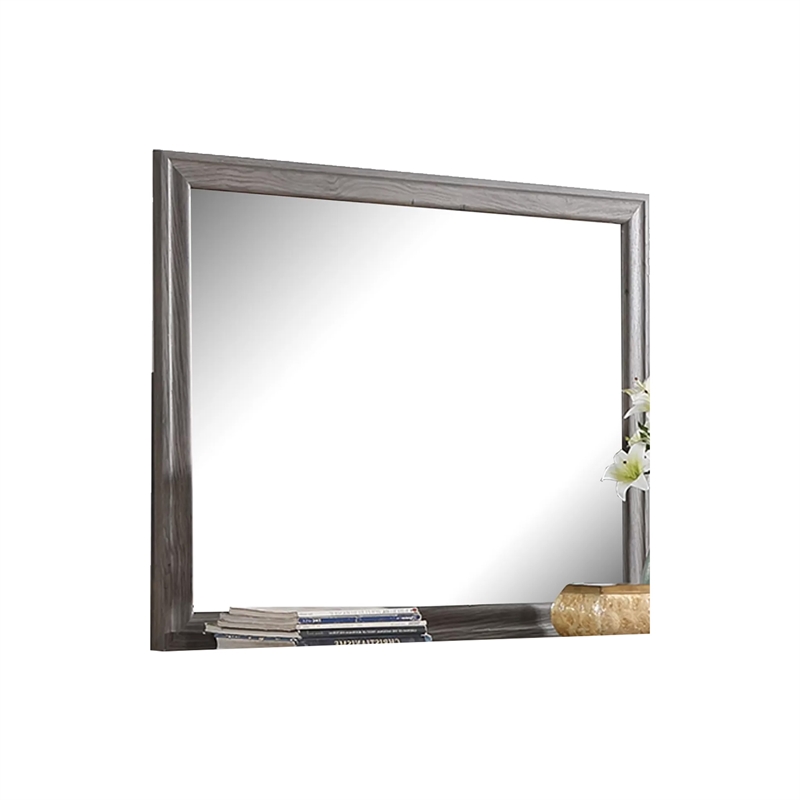 Aaz Dresser Mirror- Framed Design- Weathered Gray 37x47 Rectangular