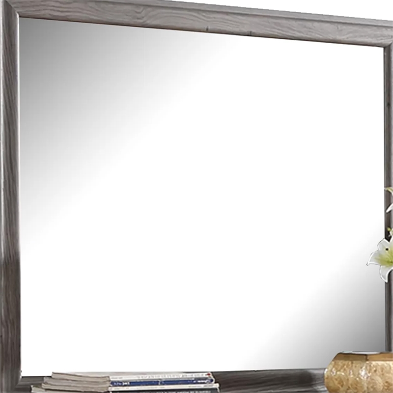 Aaz Dresser Mirror- Framed Design- Weathered Gray 37x47 Rectangular