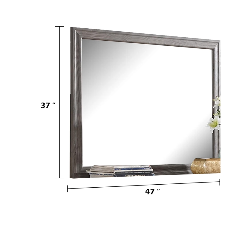 Aaz Dresser Mirror- Framed Design- Weathered Gray 37x47 Rectangular