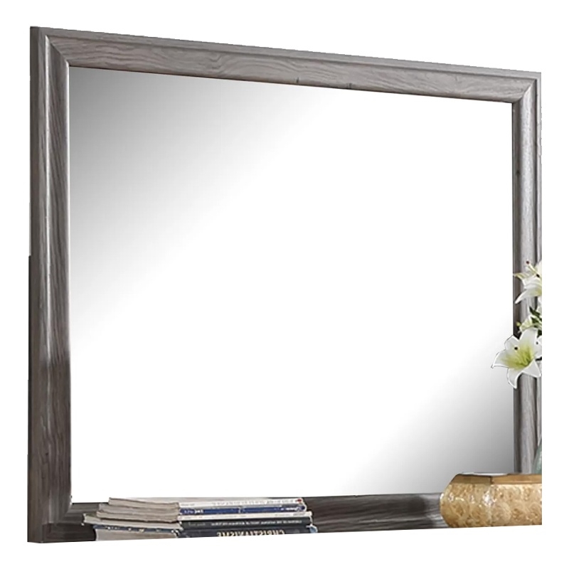 Aaz Dresser Mirror- Framed Design- Weathered Gray 37x47 Rectangular