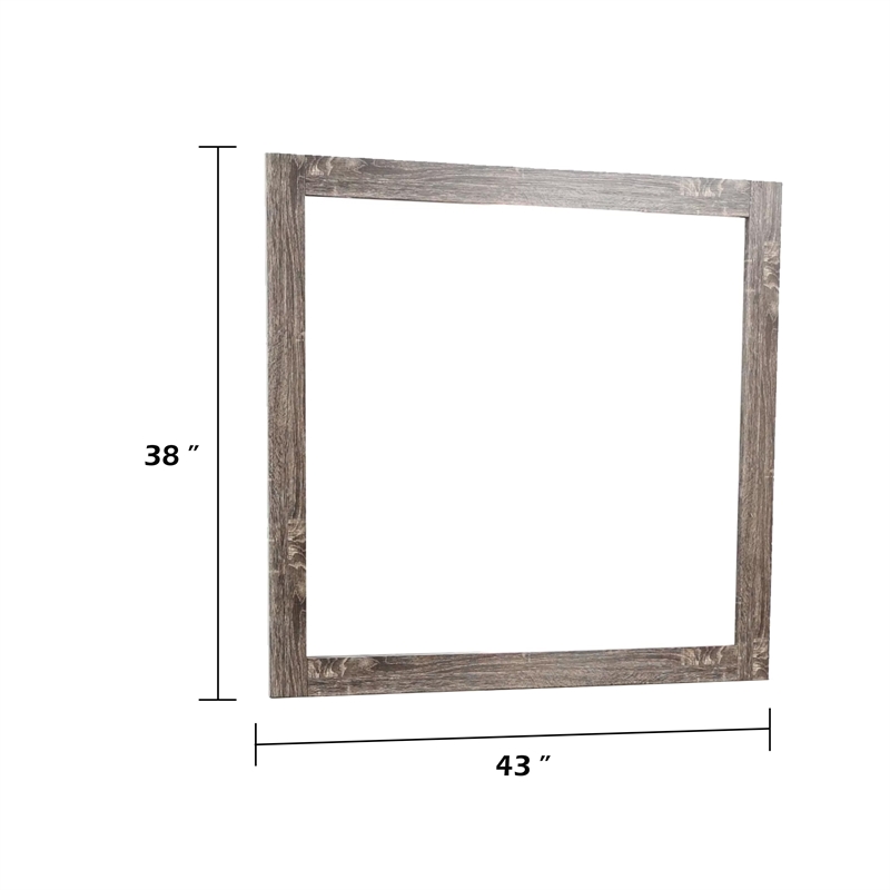 Ency Dresser Mirror- Framed Border- Textured Brown 38x43 Rectangular