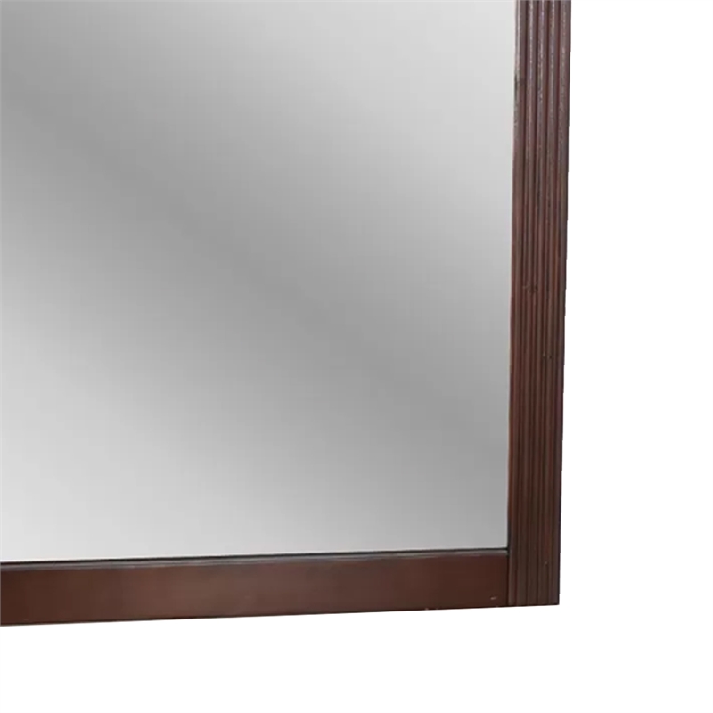 Ansa Arched Dresser Mirror- Carved Frame- Dark Cherry Brown Wood 37x41