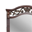 Ansa Arched Dresser Mirror- Carved Frame- Dark Cherry Brown Wood 37x41