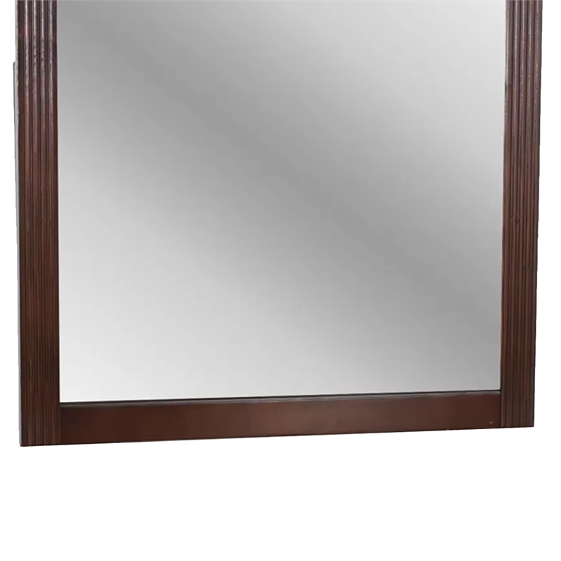 Ansa Arched Dresser Mirror- Carved Frame- Dark Cherry Brown Wood 37x41