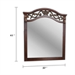 Ansa Arched Dresser Mirror- Carved Frame- Dark Cherry Brown Wood 37x41